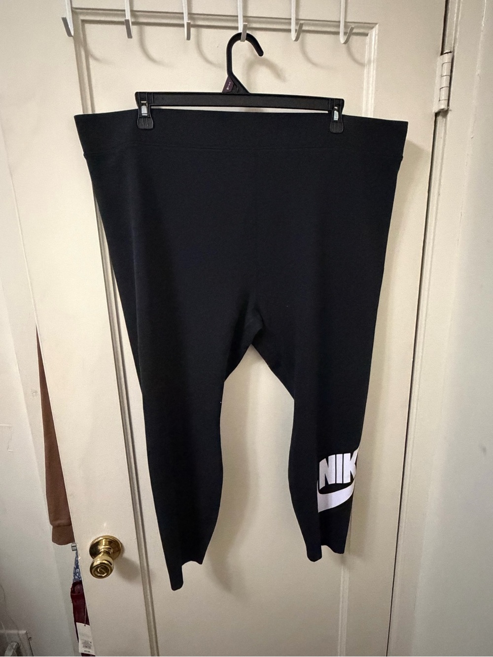 Nike Black Leggings with White Lower Logo - Women
